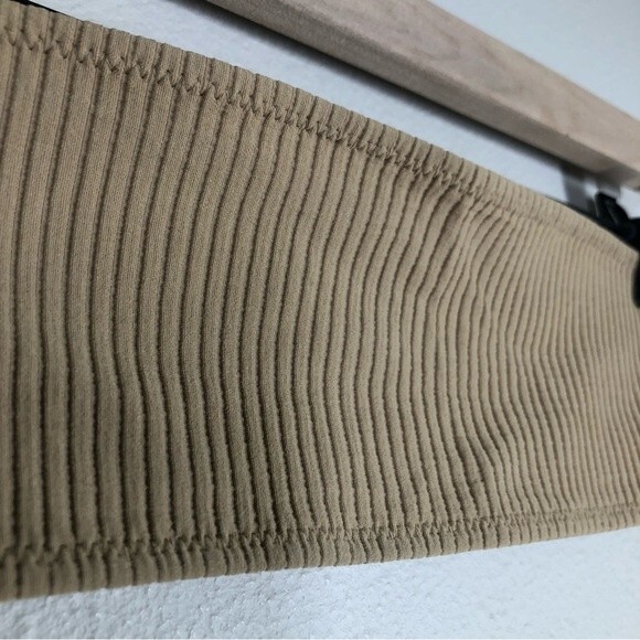 Triangl Swimwear Daria Ribbed Tan Bandeau Bikini Top Small - Picture 2 of 5